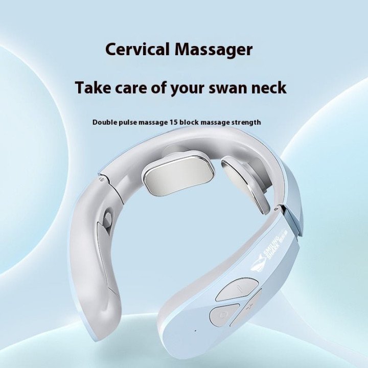 Electric Neck Massager EMS Pulse Rechargeable Cervical Traction Therapy Massage Stimulator Pain Relief Heating Function